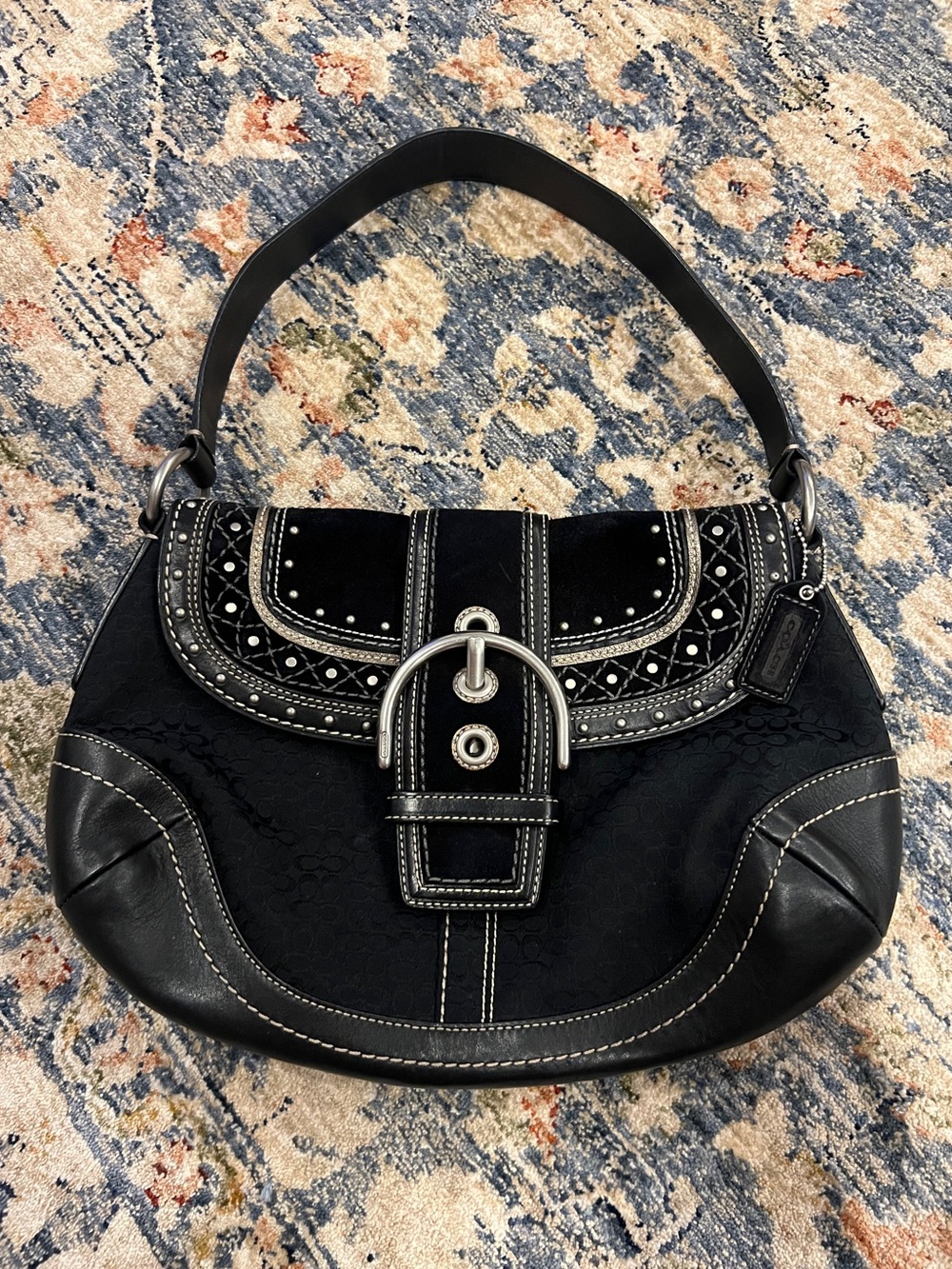 Coach Black Very Rare Vintage Shoulder Bag with Silver-Tone Buckle